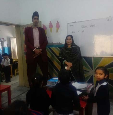 A special guest visiting a classroom