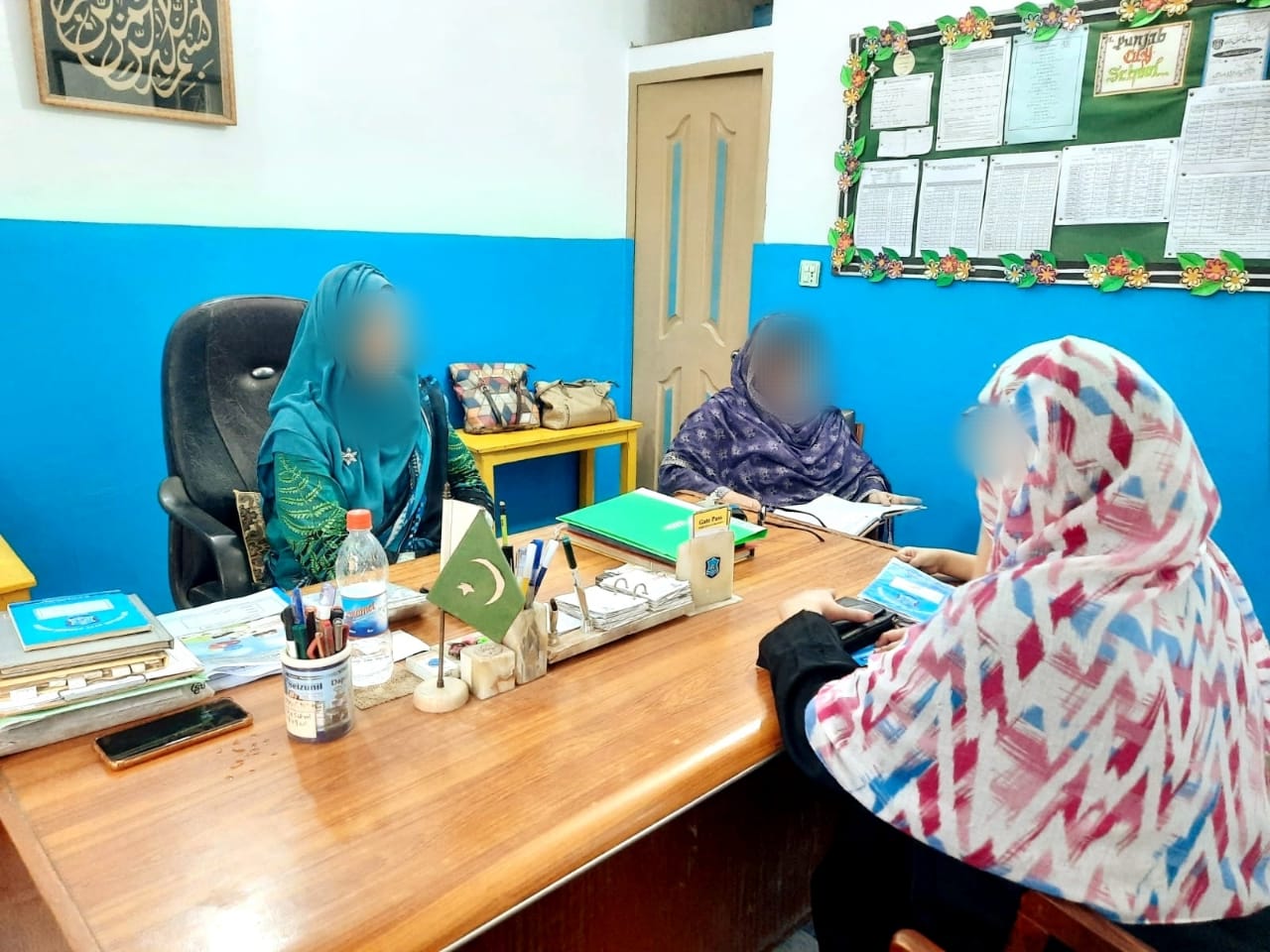 Parents and staff during a school meeting