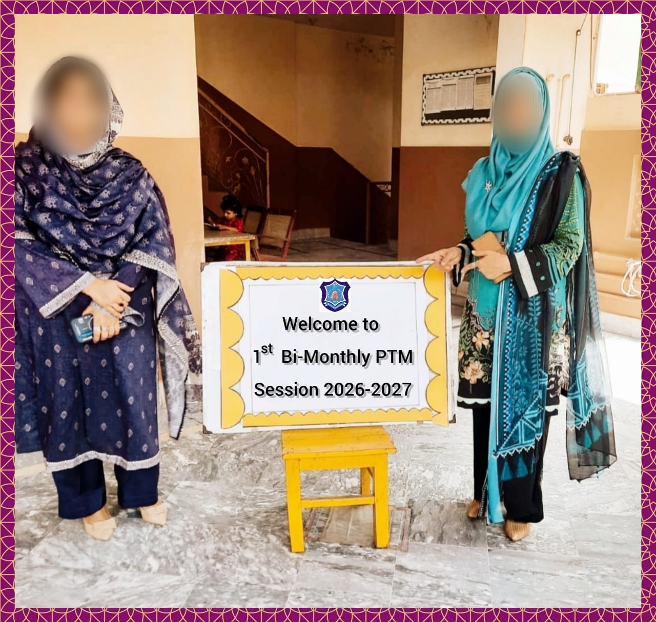 Bi-monthly parent-teacher meeting welcome sign