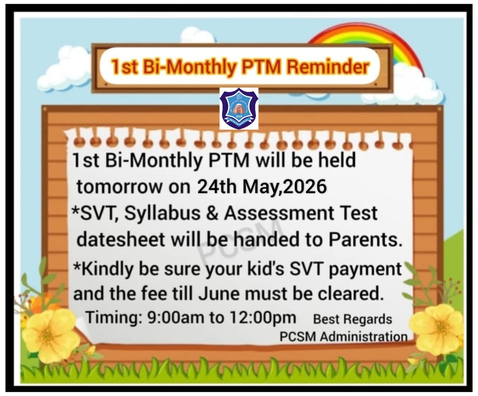 Bi-monthly parent-teacher meeting reminder