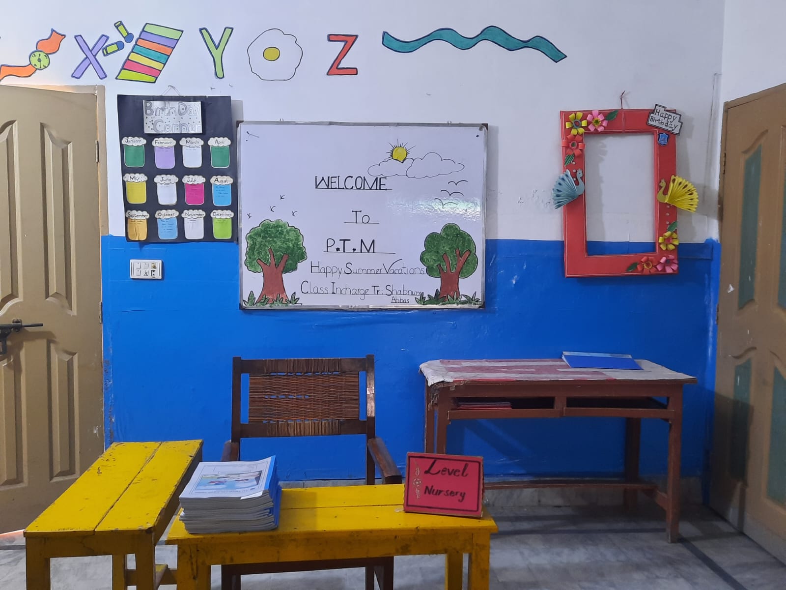 PTM welcome board in the classroom