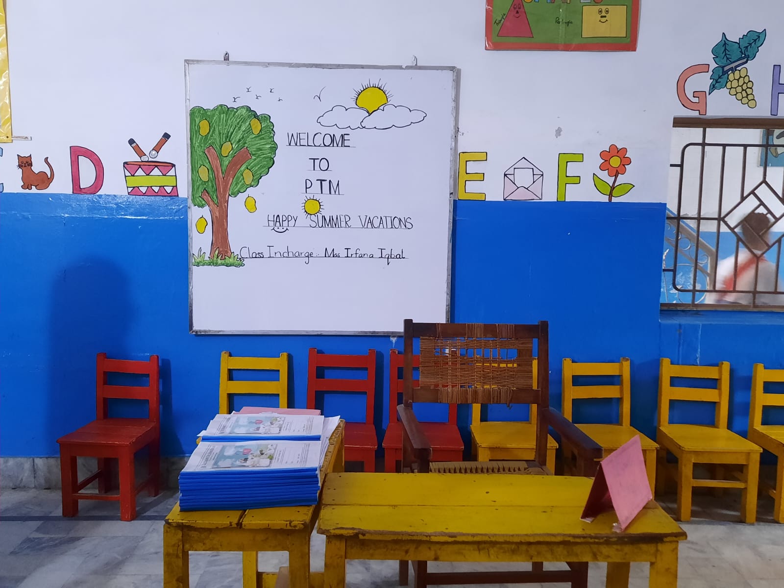 Early-years classroom prepared for PTM